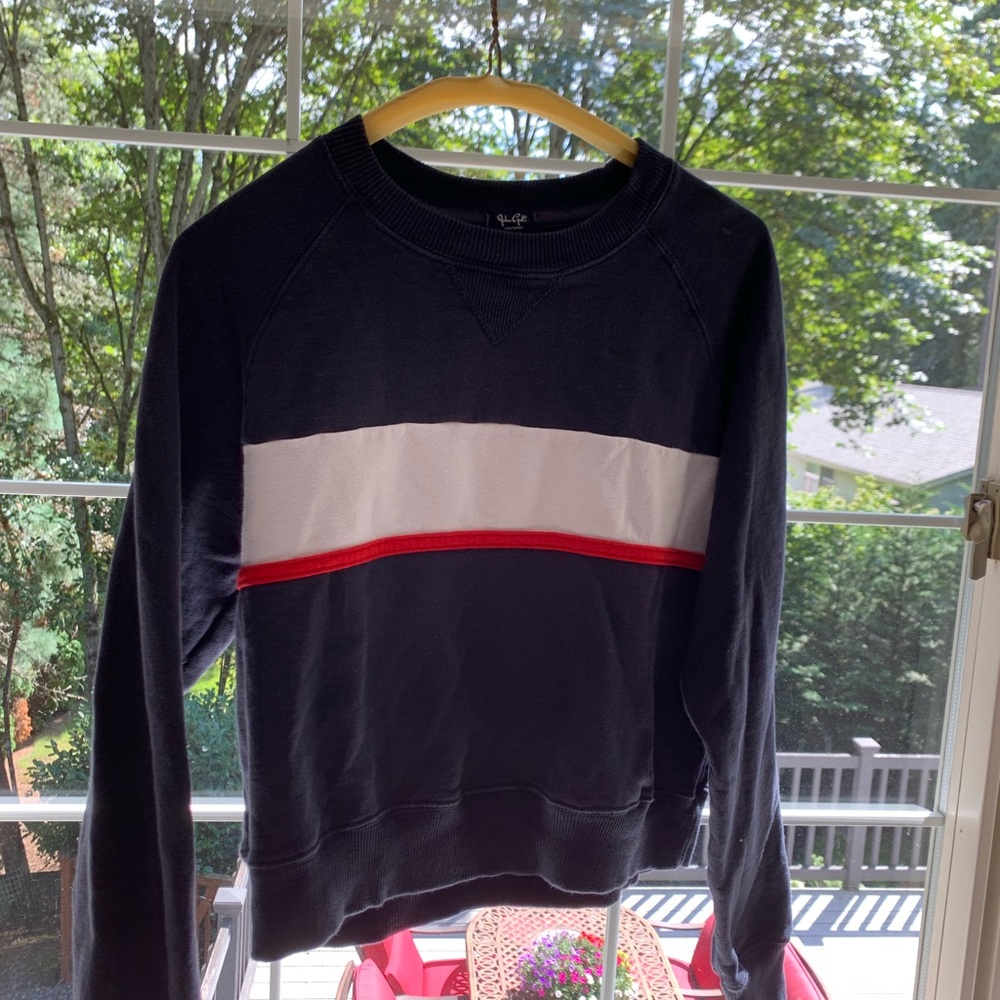 brandy melville navy red and white crew neck